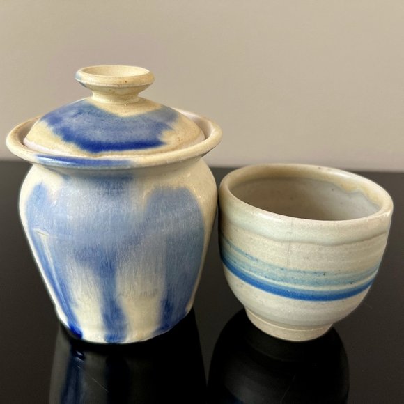 Unique Studio Pottery Sugar and Cup with Potter Stamp - Picture 1 of 9